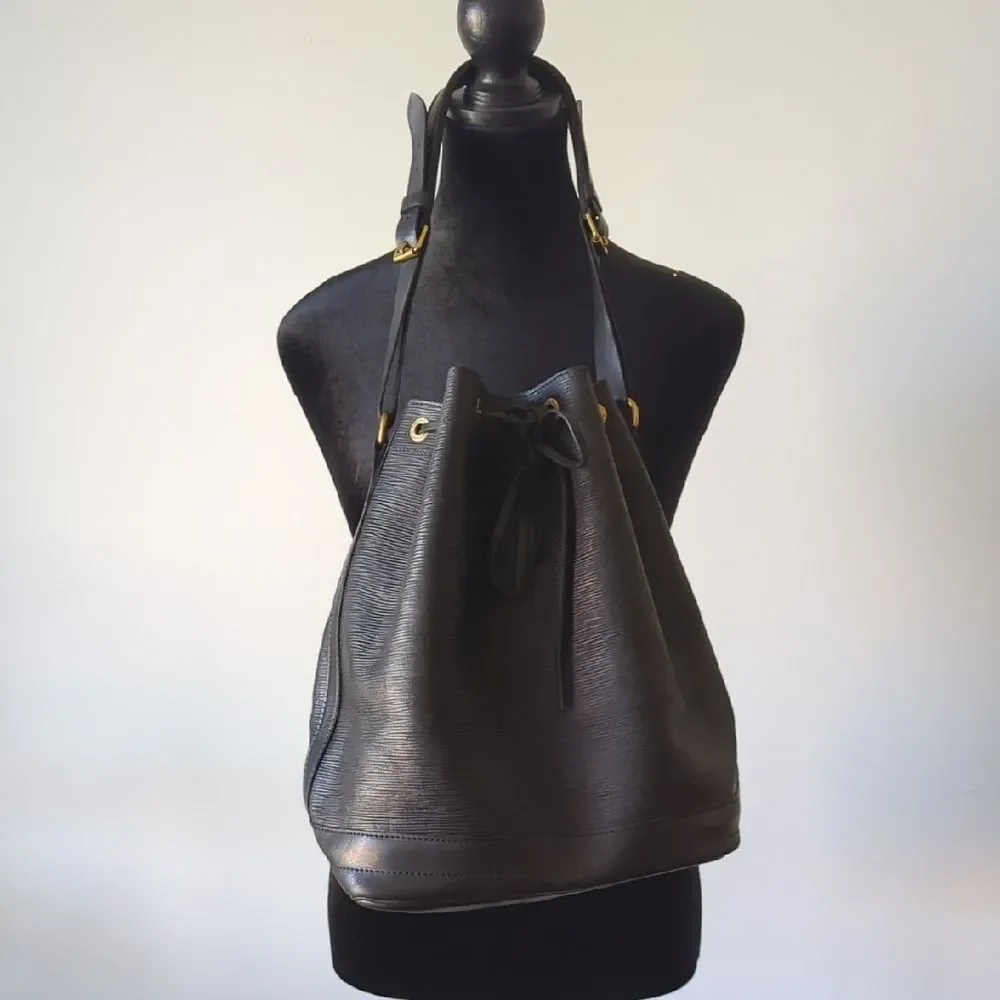 Louis Vuitton Black Epi Bucket Bag Vintage 80s